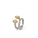 Anel Duplo 2 Diamantes Gota 0,37ct 92 Brilhantes 0,73ct 5,19g Ouro Branco e Amarelo 18k - Coleção Laisa