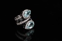 Anel 2 Turmalinas Paraíbas Gota 5,27ct com Diamantes em Ouro Branco 18k