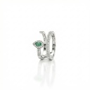 ANEL DUPLO ESMERALDA BRASILEIRA GOTA 0,19CT 87 BRILHANTES 0,63CT G VS1 5,60G OURO BRANCO 18K - COLEÇAO BRAZILIAN EMERALD