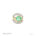 Anel Duplo Esmeralda Colombiana Oval 2,72ct com Diamantes em Ouro Amarelo e Branco 18k
