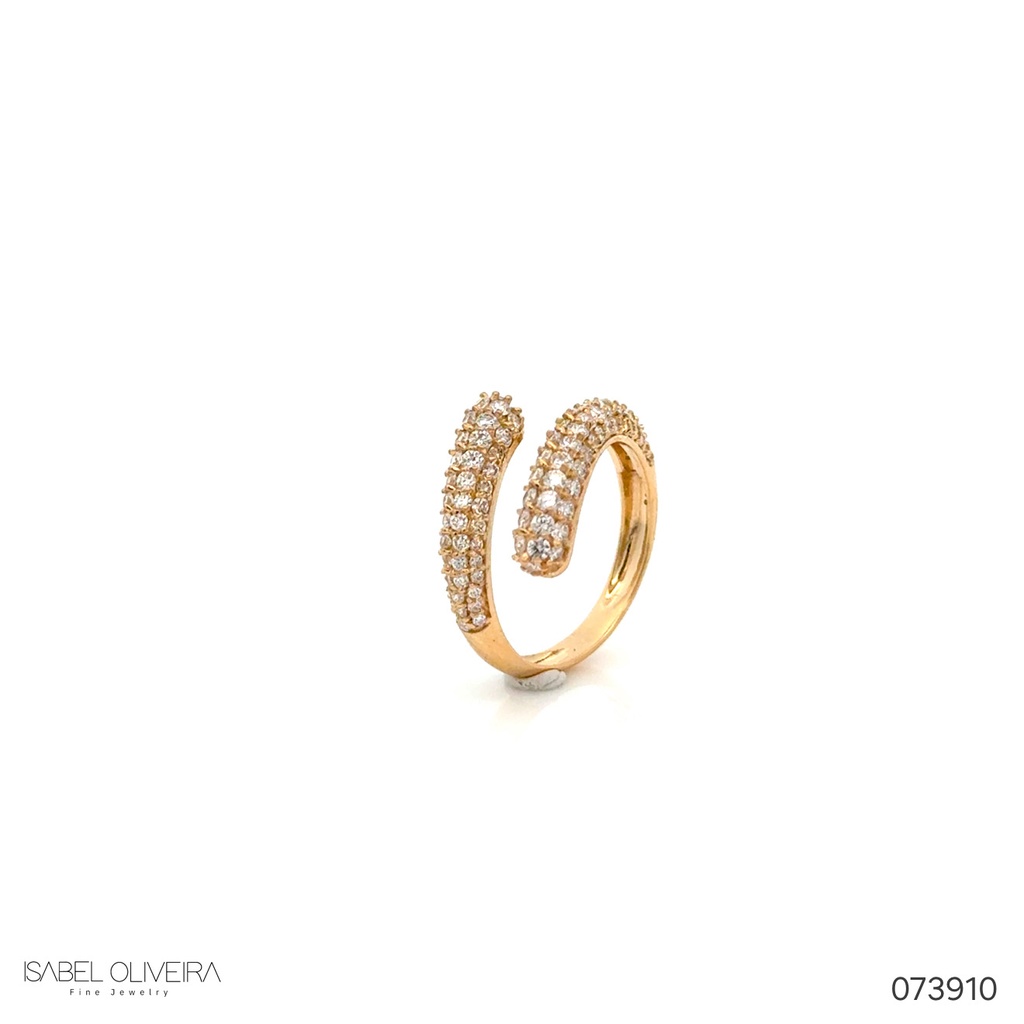 [073910] Anel Encaixe 120 Brilhantes 1,28ct G/h VS1 VS2 4,05g Ouro Amarelo 18k - Coleção Pavê