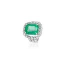 Anel Esmeralda Colombiana Octogonal 11,17ct com Diamantes em Ouro Branco 18k