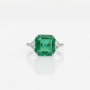 Anel Esmeralda Colombiana Quadrada 14,07ct com Diamantes em Ouro Branco 18k