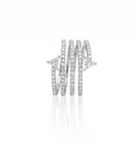 ANEL ESPIRAL 2 DIAMANTES TRILLION 0,30CT 78 BRILHANTES 0,87CT H VS2 7,20G OURO BRANCO 18K - COLEÇAO LAISA