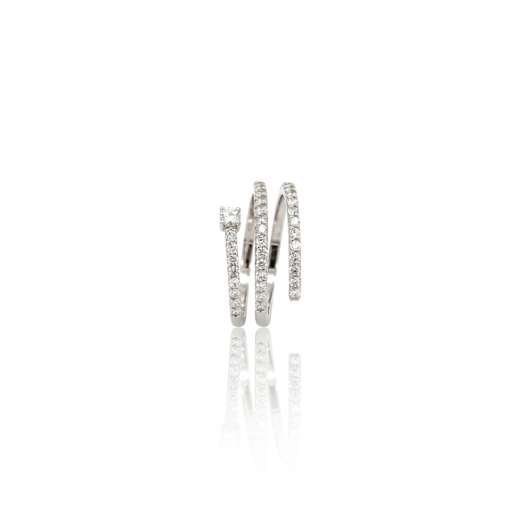 [072569] Anel Espiral Degradê 43 Brilhantes 0,81ct g VS1 4,28g Ouro Branco 18k - Coleção Laisa