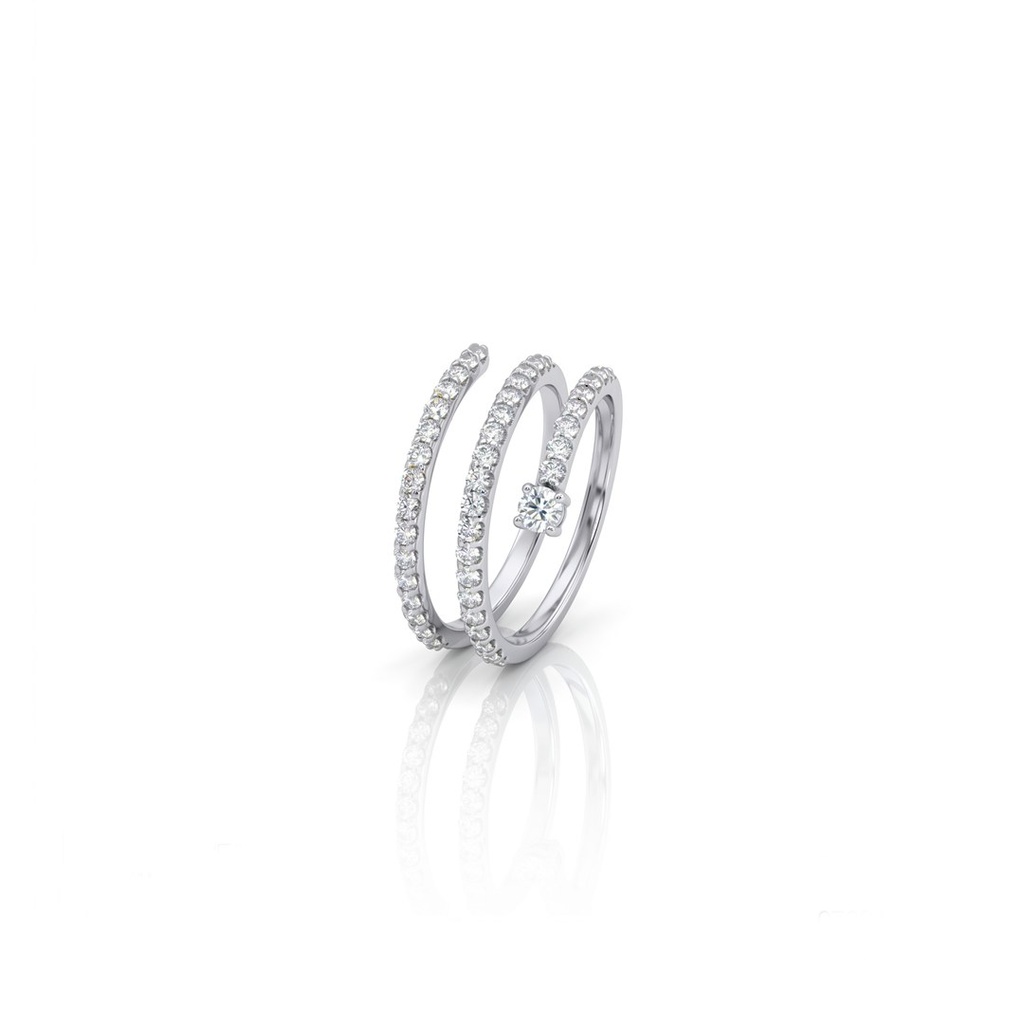 [070946] Anel Espiral Degradê 43 Brilhantes 0,83ct g VS1 4,30g Ouro Branco 18k - Coleção Laisa