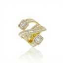 ANEL FAIXAS DIAMANTES BAGUETES CENTRAIS 0,90CT BRILHANTES 1,05CT 10G OURO AMARELO 18K