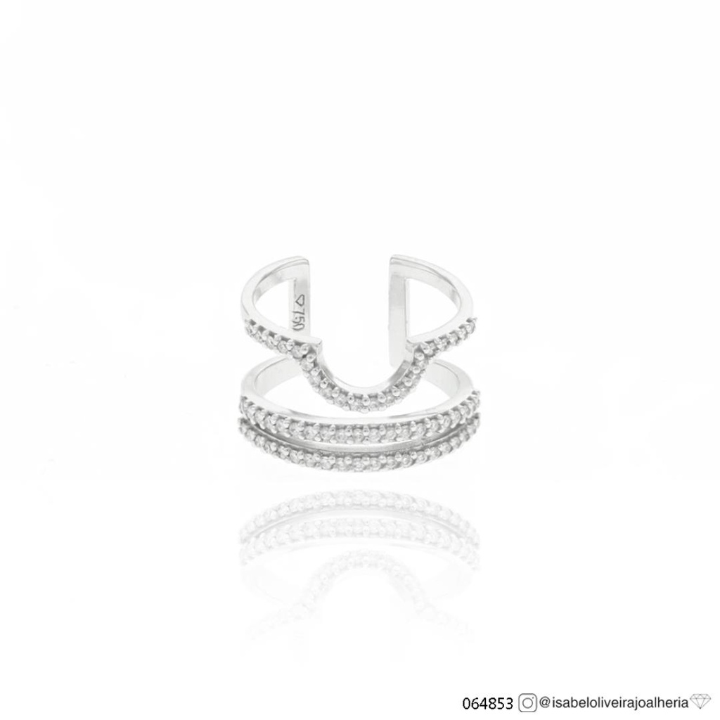 [064853] Anel Finger Tips 60 Brilhantes 0,17ct g VS1 2,9g Ouro Branco 18k - Coleção Minimalista