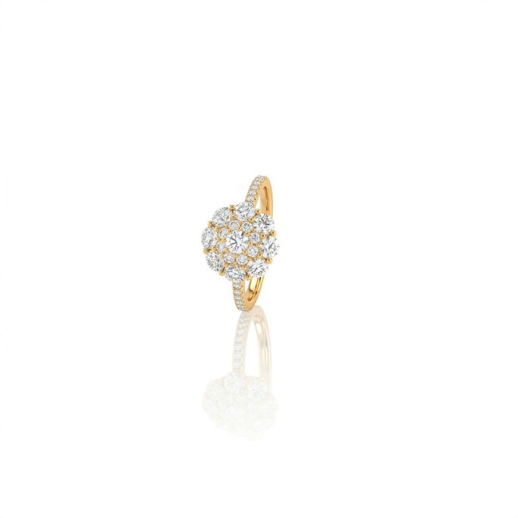 [077038] Anel Flor 31 Brilhantes 1,51ct 2,34g Ouro Amarelo 18k - Coleção Laisa