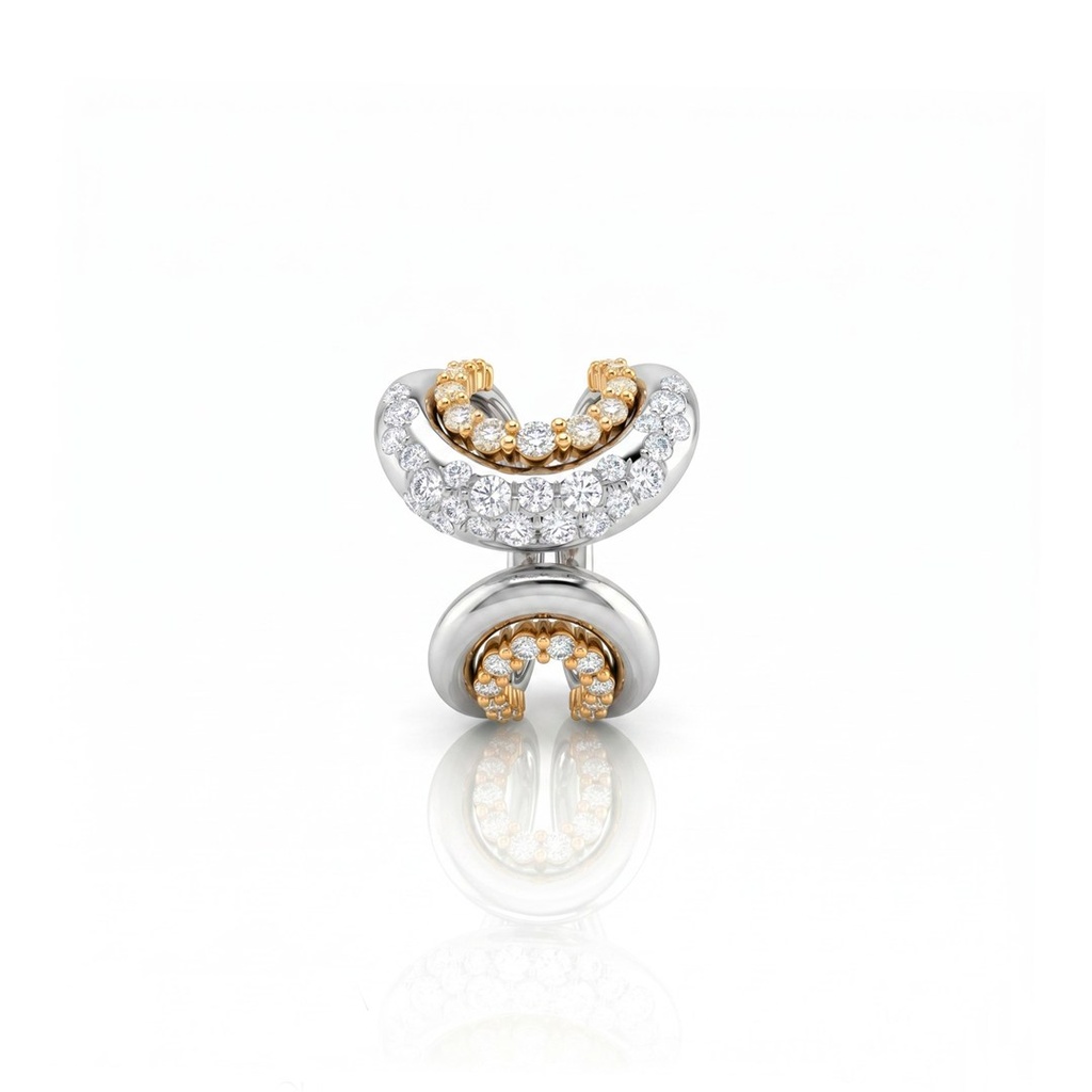 [073664] Anel Onda Aberto 49 Brilhantes 1,22ct 6,85g Ouro Branco e Amarelo 18k - Coleção Laisa