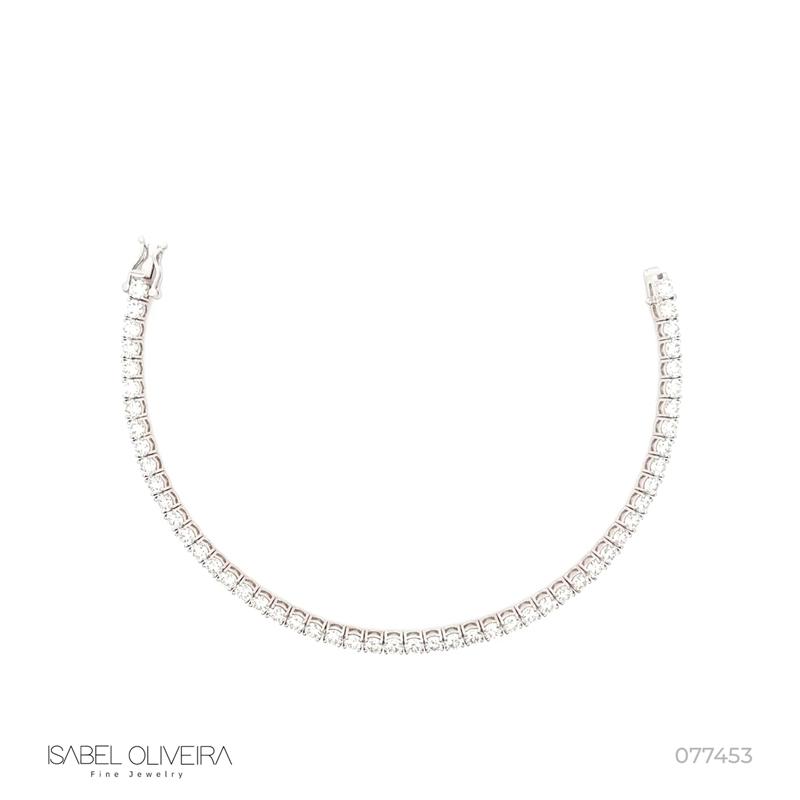 10-PULSEIRA Riviera 52 Brilhantes 5,70CT H VS2 16,5CM 9,06G Ouro Branco 18K - Coleçao Rivieras