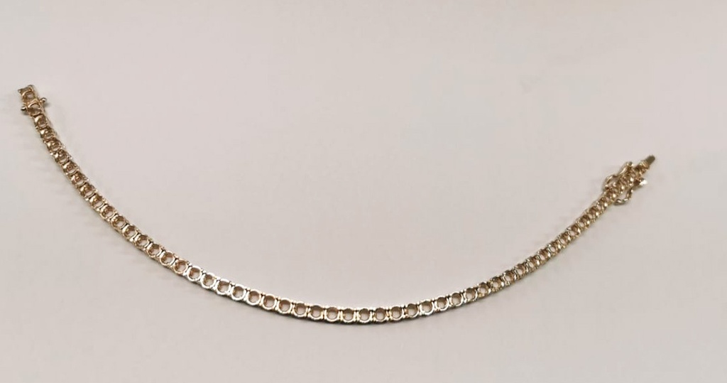 [077453] 10-Pulseira Riviera 52 Brilhantes 5,70ct H VS2 16,5cm 9,06g Ouro Branco 18k - Coleção Rivieras