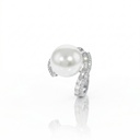 Anel Pérola 13mm 12 Diamantes Baguetes 0,71ct 42 Brilhantes 0,15ct 7,23g Ouro Branco 18k - Coleção Over The Moon
