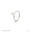 Anel Pérola Pérola 8,50mm 2,68g Ouro Branco 18k - Coleção Over The Moon