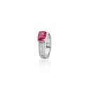 ANEL RETO DEDINHO RUBELITA OCTOGONAL 0,80CT 46 BRILHANTES 0,23CT J SI1 3,0G OURO BRANCO 18K - COLEÇAO RUBELITA