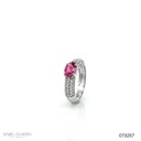 Anel 1 Rubelita Oval 1,11ct com Diamantes em Ouro Branco 18k