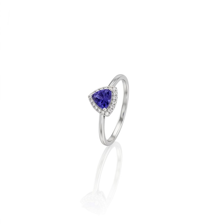 [073670] ANEL TANZANITA TRILLION 0,47CT 18 BRILHANTES 0,07CT 1,48G OURO BRANCO 18K - COLEÇAO THALASSA