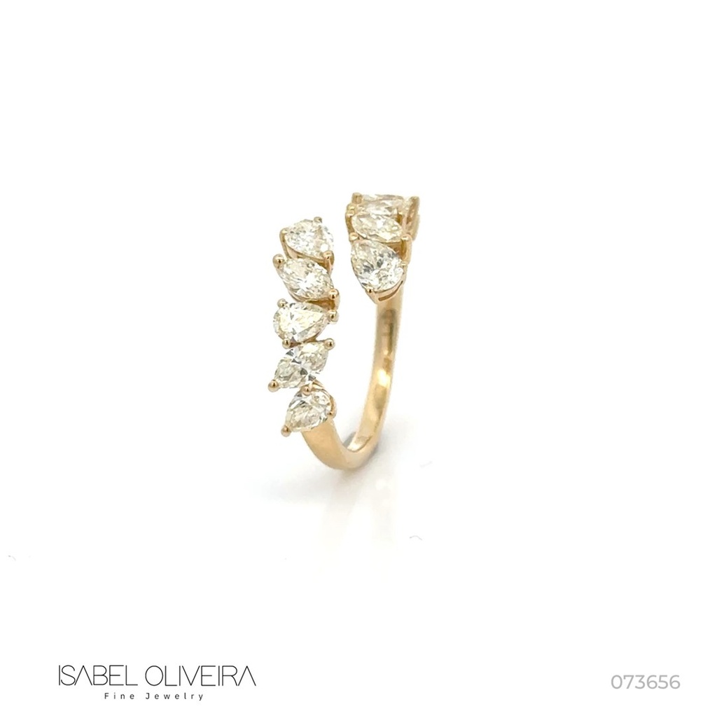 Anel Torcido 10 Diamantes Fancy 1,74CT 3,15G Ouro Amarelo 18K - Coleçao Laisa