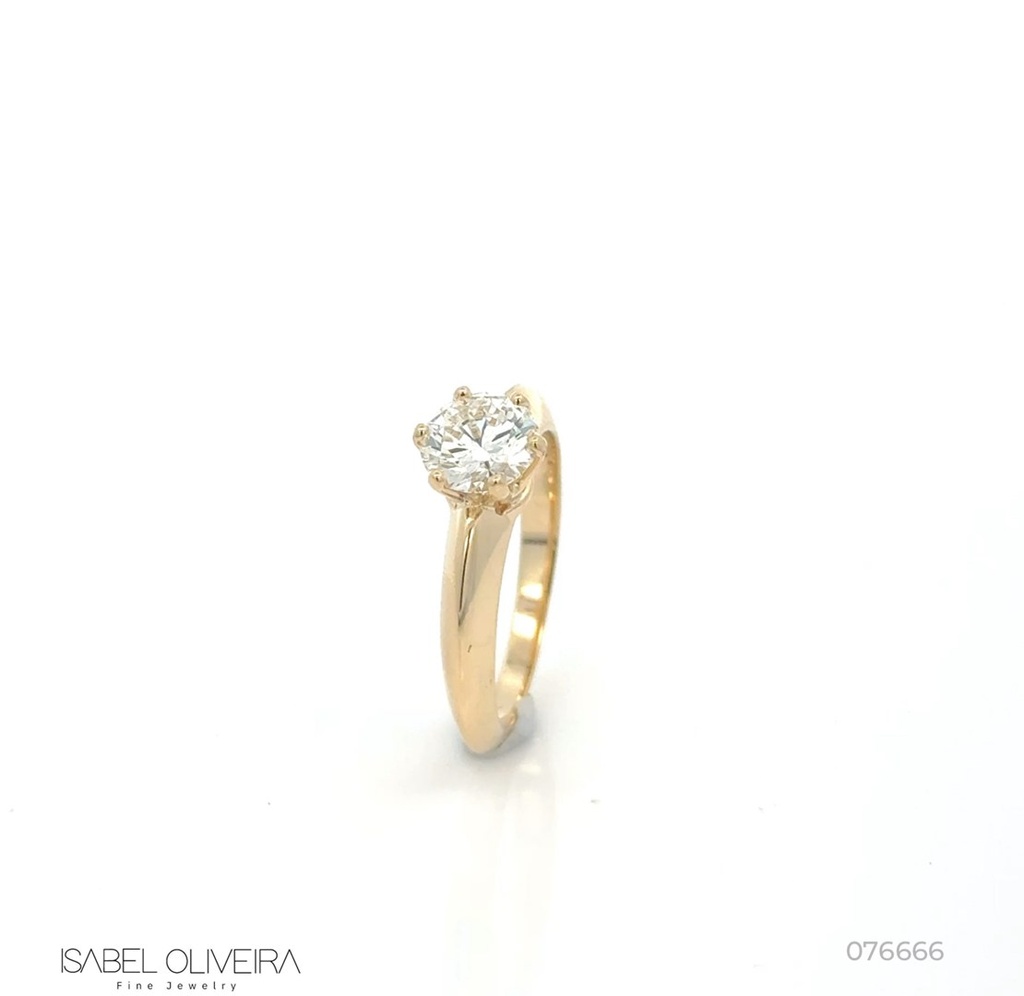 [076666] 100-Anel Solitário Brilhante 1,0ct g VS1 4,47g Ouro Amarelo 18k - Certificado EGL 1701851225 - Coleção Only You