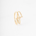 ANEL TORCIDO CENTRAL QUADRADA 6 BRILHANTES 0,05CT H VS2 1,36G OURO AMARELO 18K - COLEÇAO LAISA