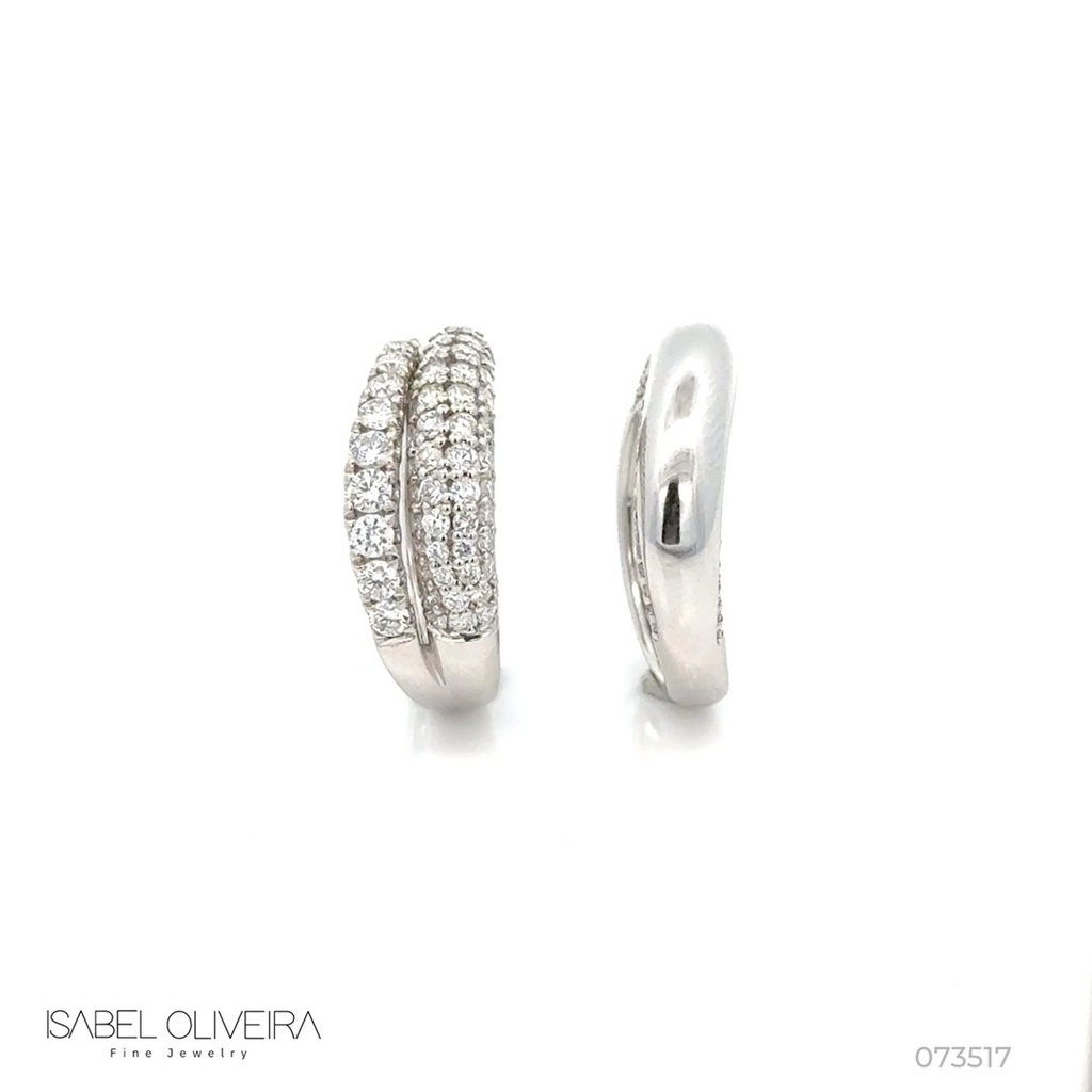 Anel Triplo 136 Brilhantes 1,57CT  8,42G Ouro Branco 18K - Coleçao Laisa