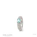 Anel 1 Turmalina Paraíba 0,55ct com Diamantes em Ouro Branco 18k