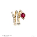Anel 1 Rubelita Gota 1,0ct com Diamantes em Ouro Amarelo 18k