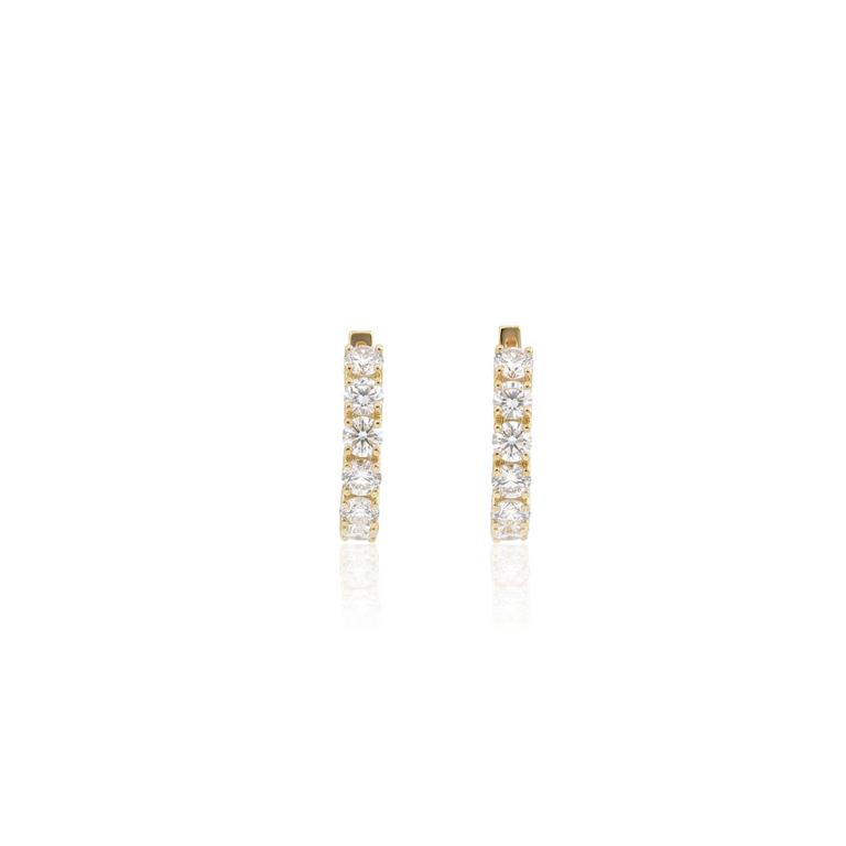 [076704] ARG01BRIAG-Argola 13mm Diâmetro 1 Fileira com Meia Cravação 12 Brilhantes 0,72ct H VS2 2,10g Ouro Amarelo 18k - Coleção Argolas Fashion