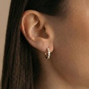 ARG01BRIAG-Argola 13mm Diâmetro 1 Fileira com Meia Cravação 12 Brilhantes 0,72ct H VS2 2,10g Ouro Amarelo 18k - Coleção Argolas Fashion