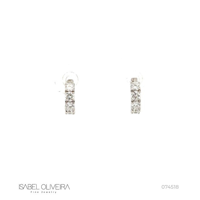[074518] ARG01BRIBP-Argola 9,50mm Diâmetro 1 Fileira com Meia Cravação 8 Brilhantes 0,49ct g VS1 1,42g Ouro Branco 18k - Coleção Argolas Fashion