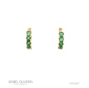 ARG01ESMAM-Argola 11mm Diâmetro 1 Fileira com Meia Cravação 10 Esmeraldas 0,68ct 2,19g Ouro Amarelo 18k - Coleção Argolas Fashion