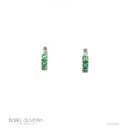 ARG01ESMBP-Argola 9,50mm Diâmetro 1 Fileira com Meia Cravação 8 Esmeraldas 0,47ct 1,46g Ouro Branco 18k - Coleção Argolas Fashion