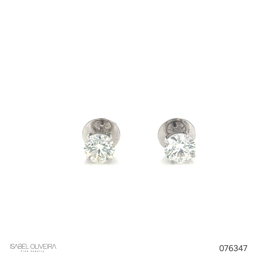 100-Brinco Solitário 2 Brilhantes 2,0ct g VVS1 2,27g Ouro Branco 18k - Certificado EGL 1701851528/1701891532 - Coleção Only You