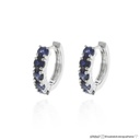 ARG01SAFBM-Argola 11mm Diâmetro 1 Fileira com Meia Cravação 10 Safira Azul 0,87ct 2,03g Ouro Branco 18k - Coleção Argolas Fashion