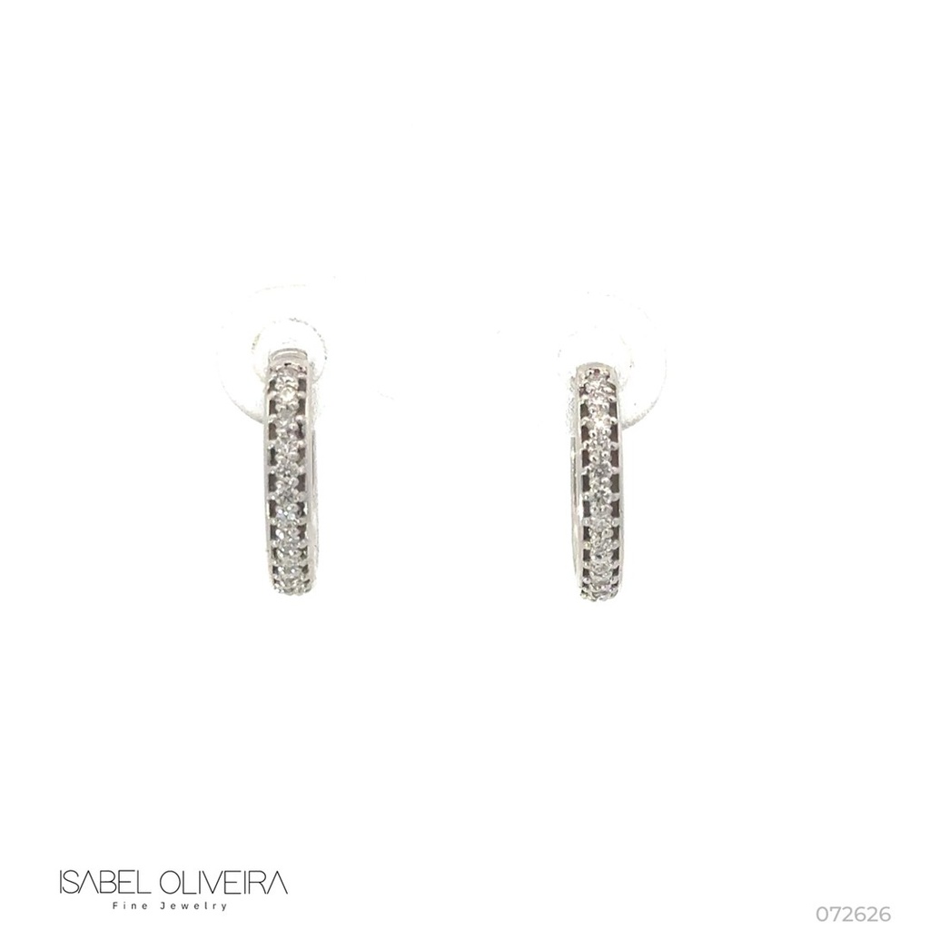 ARG02BRIAM-ARGOLA 11MM Diametro 1 Fileira com Meia Cravaçao 22 Brilhantes 0,23CT 2,0G Ouro Amarelo 18K - Coleçao Argolas Fashion