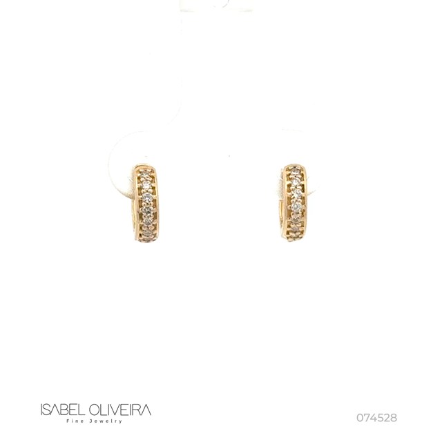 [074528] ARG02BRIAP-Argola 9,50mm Diâmetro 1 Fileira com Meia Cravação 14 Brilhantes 0,13ct H VS2 1,63g Ouro Amarelo 18k - Coleção Argolas Fashion