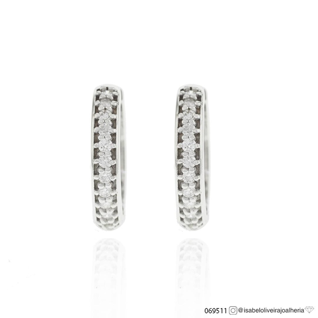 Argola 13,60mm 28 Diamantes 0,23ct Ouro Branco 18K