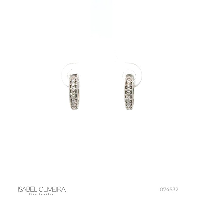Argola 11mm 22 Diamantes 0,20ct Ouro Branco 18K