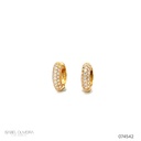 ARG03BRIAM-ARGOLA 12MM Diametro Meia Cana 3 Fileiras Pave Meia Cravaçao 44 Brilhantes 0,41CT H VS2 2,69G Ouro Amarelo 18K - Argolas Fashion