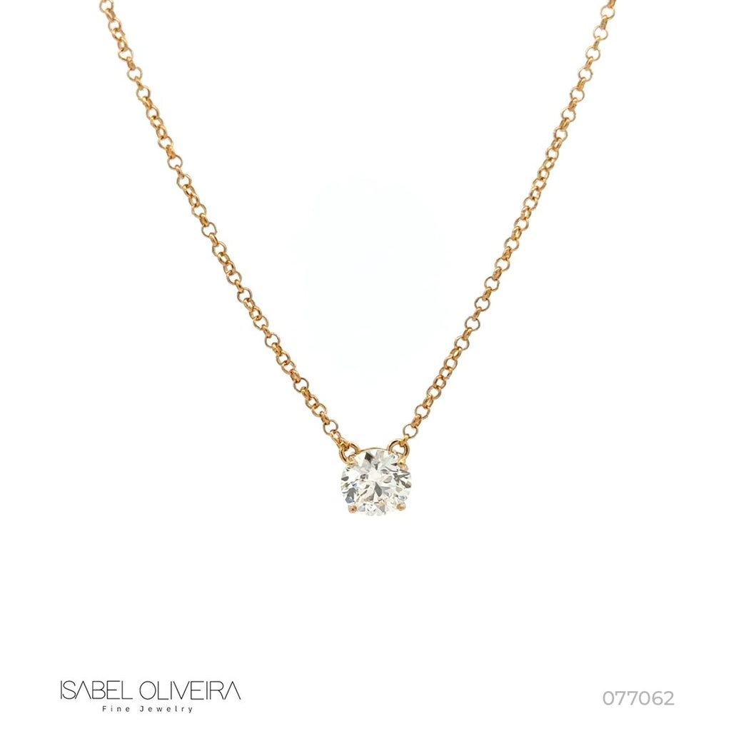 100-Colar Ponto de Luz Brilhante 1,0ct g VS2 Corrente Português 45cm 2,91g Ouro Amarelo 18k - Certificado 1701851023 - Coleção Only You