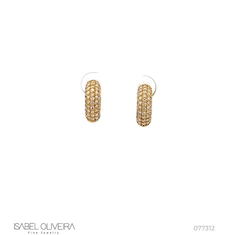 Argola 15mm 5 Fileiras de 94 Diamantes 0,90ct Ouro Amarelo 18K