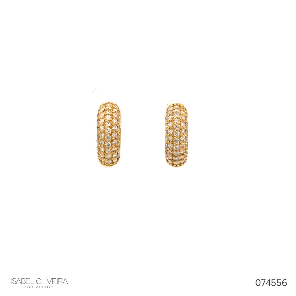 [074556] ARG05BRIAG-Argola 15mm 5 Fileiras Meia Cravação Externa 94 Brilhantes 0,70ct H VS2 4,97g Ouro Amarelo 18k - Coleção Argolas Fashion