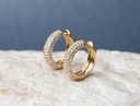 ARG05BRIAGG-Argola 20mm 5 Fileiras Meia Cravação Externa 152 Brilhantes 1,44ct 6,43g Ouro Amarelo 18k - Coleção Argolas Fashion