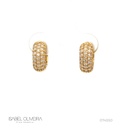ARG05BRIAM-Argola 12mm 5 Fileiras Meia Cravação Externa 64 Brilhante 0,47ct H VS2 4,35g Ouro Amarelo 18k - Coleção Argolas Fashion