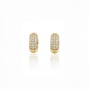 ARG05BRIAM-Argola 12mm 5 Fileiras Meia Cravação Externa 64 Brilhante 0,47ct H VS2 4,35g Ouro Amarelo 18k - Coleção Argolas Fashion