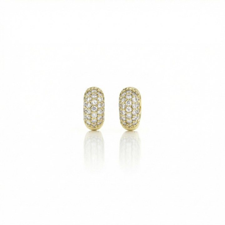 [076133] ARG05BRIAP-Argola 10mm 5 Fileiras Meia Cravação 54 Brilhantes 0,46ct g VS1 3,49g Ouro Amarelo 18k - Coleção Argolas Fashion