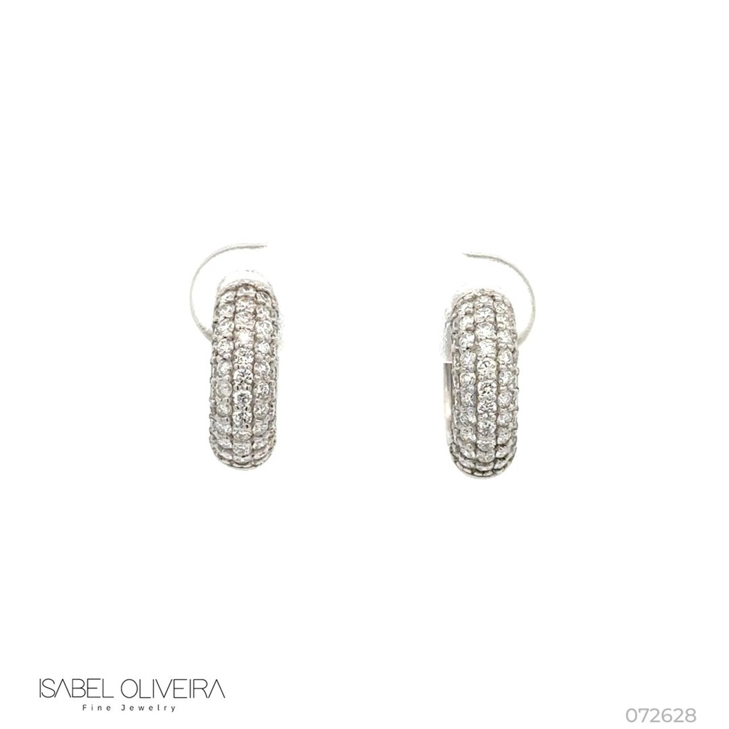 [072628] ARG05BRIBG-Argola 15mm 5 Fileiras Cravação Externa 94 Brilhantes 0,89ct g VS1 4,74g Ouro Branco 18k - Coleção Argolas Fashion