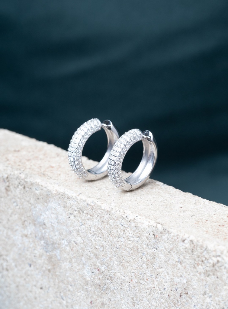 ARG05BRIBGG-Argola 20mm 5 Fileiras Meia Cravação Externa 152 Brilhantes 1,44ct 6,59g Ouro Branco 18k - Coleção Argolas Fashion