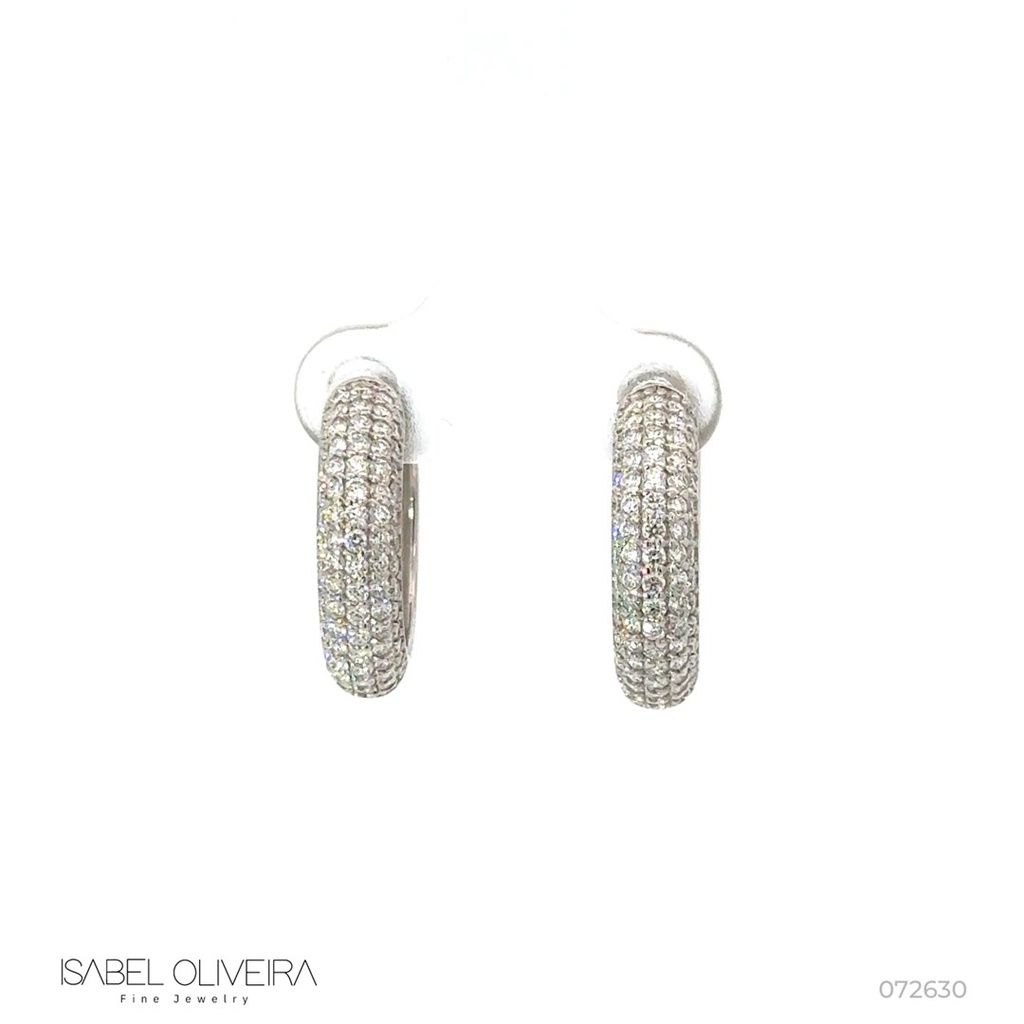[072630] ARG05BRIBGG-Argola 20mm 5 Fileiras Meia Cravação Externa 152 Brilhantes 1,44ct 6,59g Ouro Branco 18k - Coleção Argolas Fashion