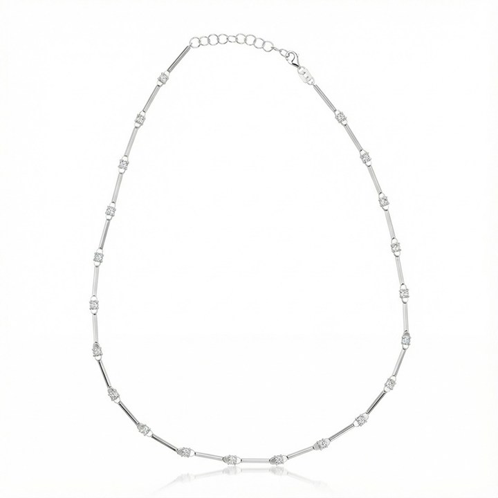 11-Colar Faca 21 Brilhantes 2,38ct H VS2 Corrente Extensora 17,0g 43cm Ouro Branco 18k - Coleção Rivieras